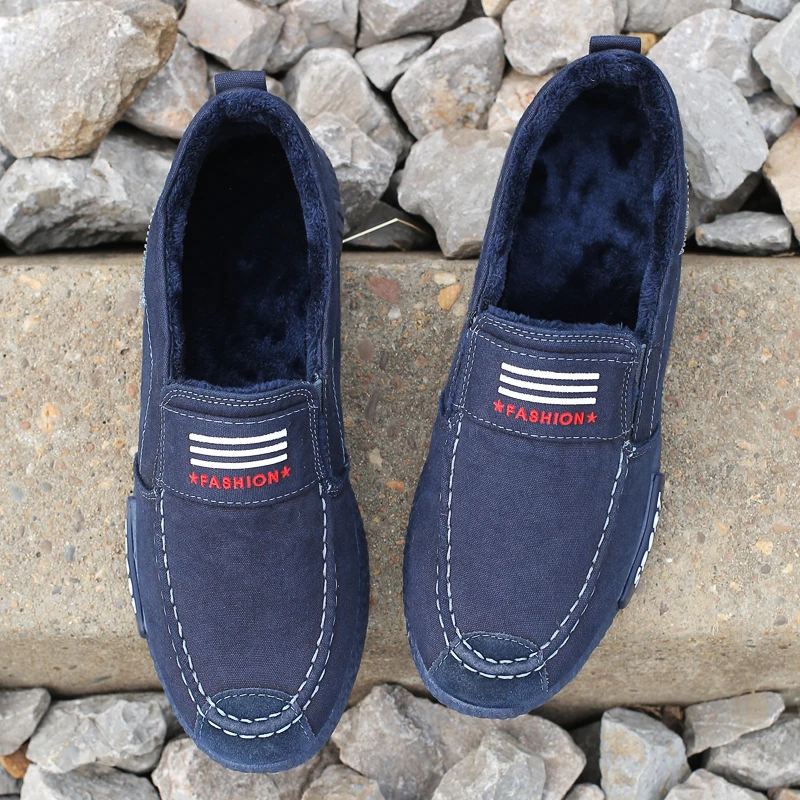 

ZYYZYM Men Casual Shoes Autumn And Spring Denim Slip-On Style Shoes Men Plush Keep Warm Fashion Men Shoes