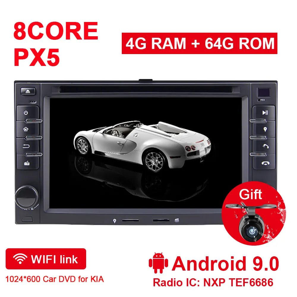 Android 9.0 PX5 Eunavi 2 din Android 9,0 автомобильный dvd для KIA SORENTO MAGENTIS SPORTAGE MORNING CEED RIO CERATO 2005-2010 KIA Универсальный - Цвет: Android 9.0 PX5