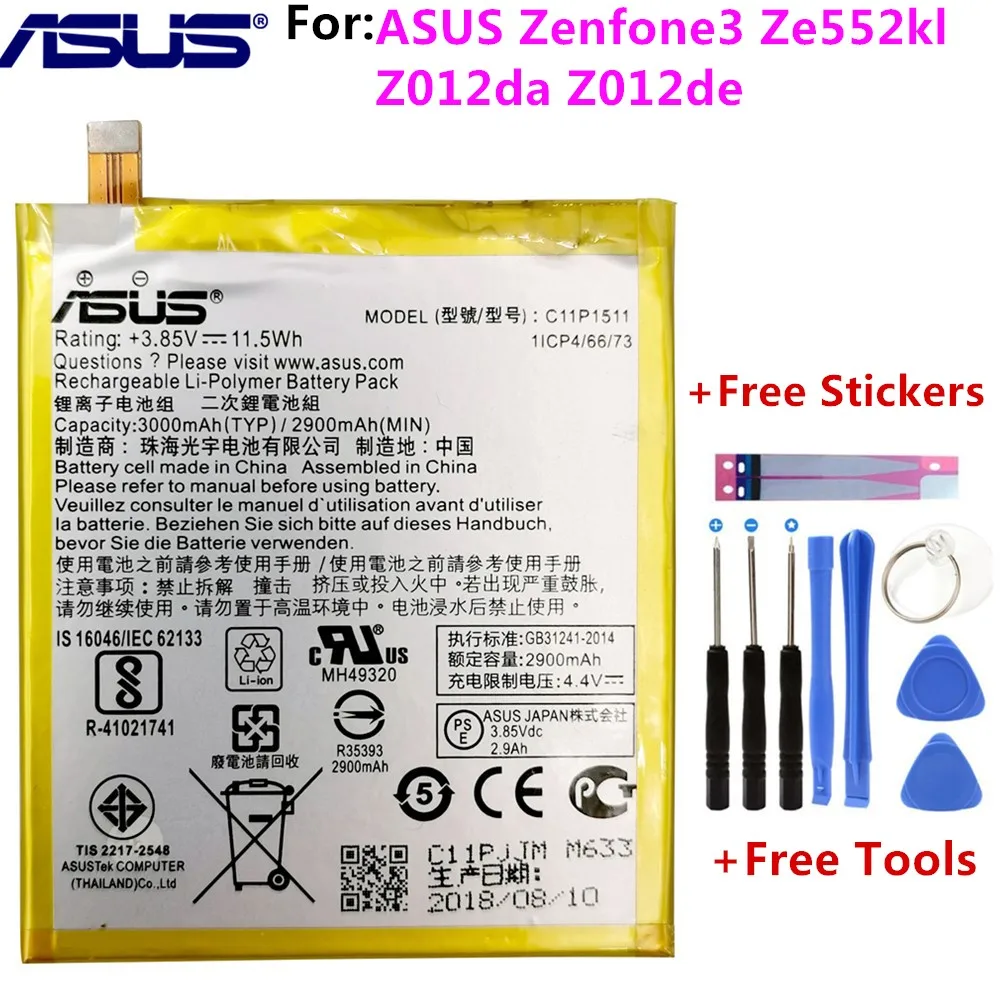 ASUS-bater&iacute;a Original de alta capacidad C11P1511, para ASUS Zenfone3 Ze552kl Z012da Z012de, 2900mAh, herramientas gratuitas-0