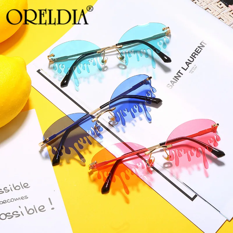 

2020 Cat Eye Sunglasses Women Luxury Fashion Rimless Sunglasses Retro Red Pink Clear Lens Glasses Ladies Eyewear UV400 Oculos