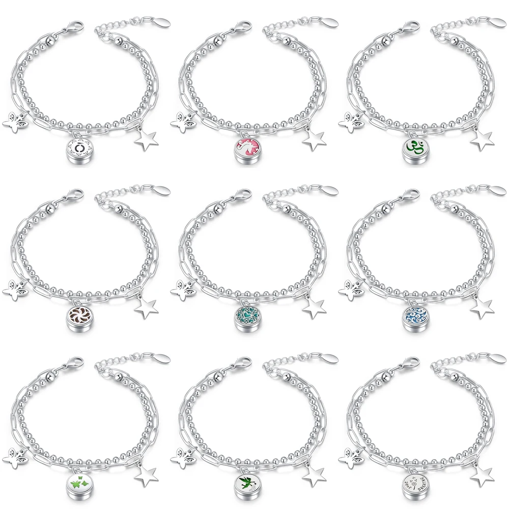 Женский ювелирный браслет с пятиконечной звездой и бабочкой | Украшения