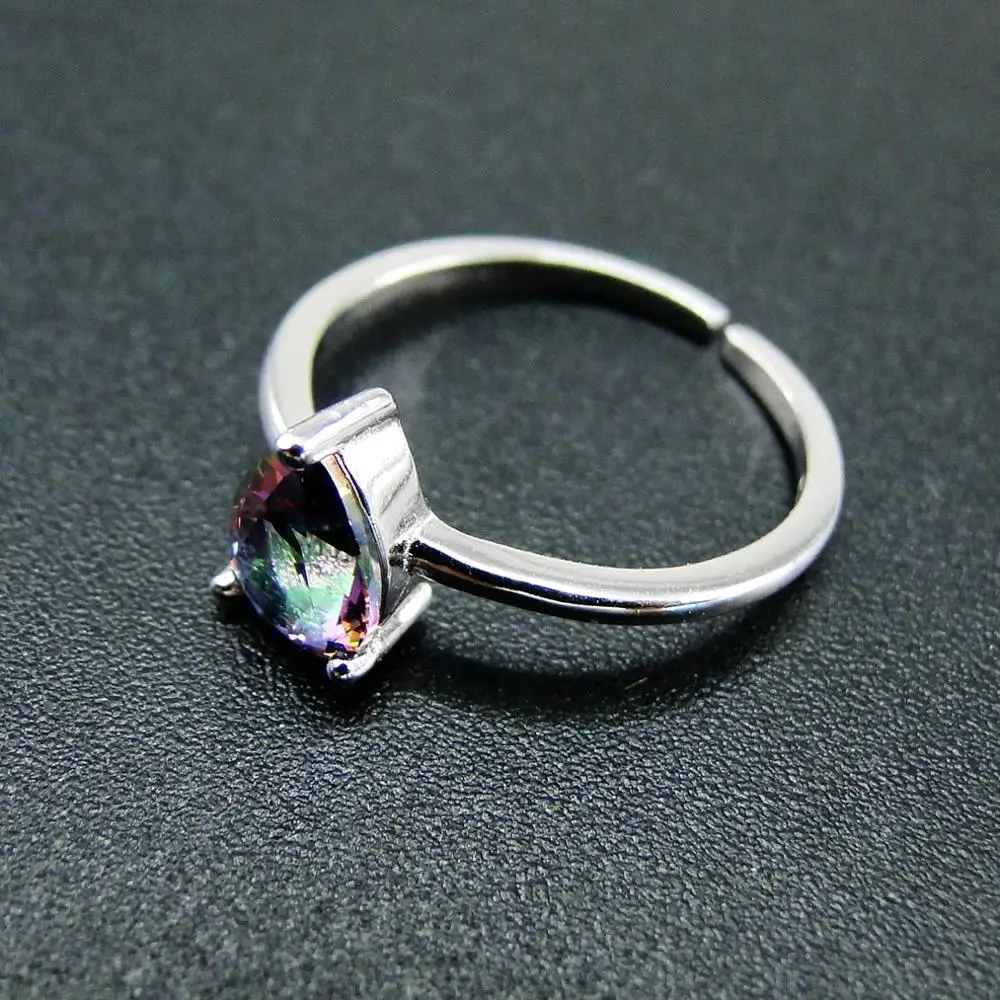925 пробы Серебряная груша Радуга Мистик топаз Обручальное кольцо для подарка -