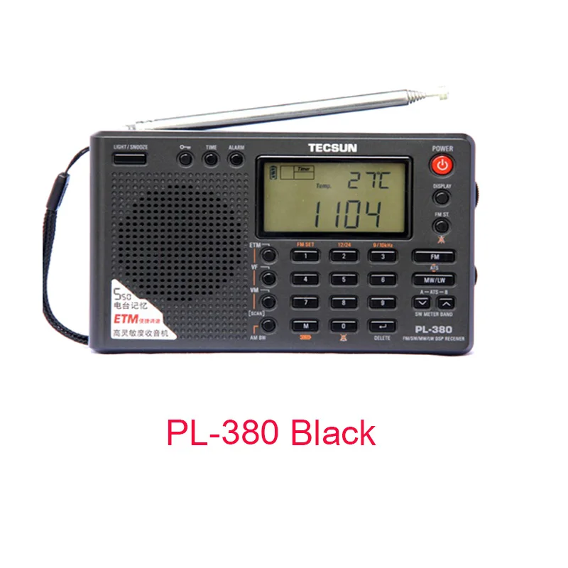 Tecsun PL-380 PL380 радио цифровой PLL портативный радио FM стерео/LW/SW/MW приемник DSP радио - Цвет: Black