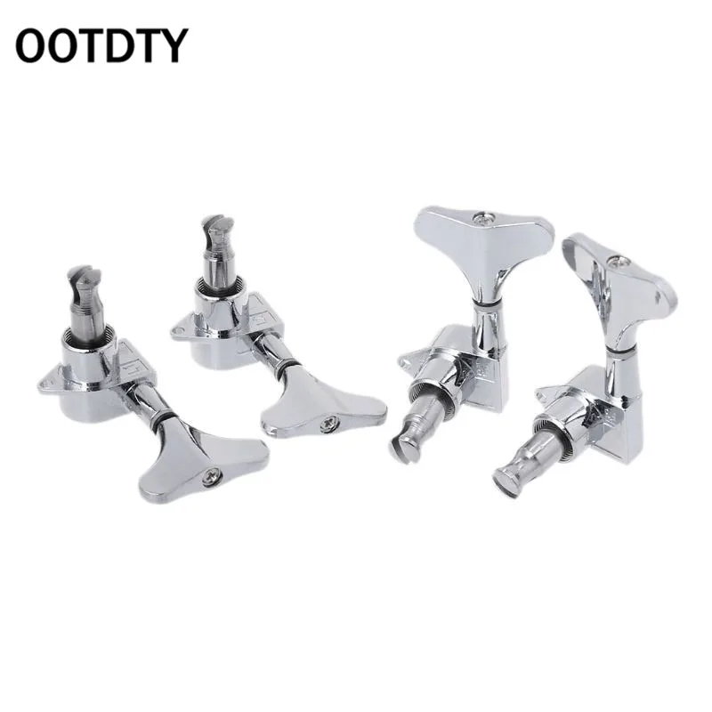 

OOTDTY 4 String Bass Chrome Guitar Sealed Tuners Tuning Pegs Machine Heads 2R 2L