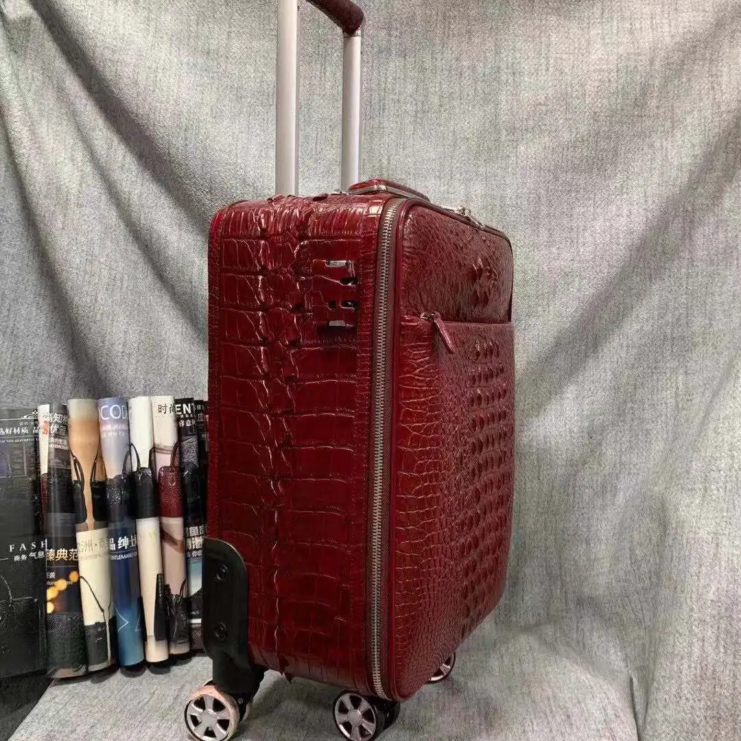 fanzunxing new arrival  crocodile leather men box Pull rod box  Universal wheel  Genuine crocodile leather men luggage