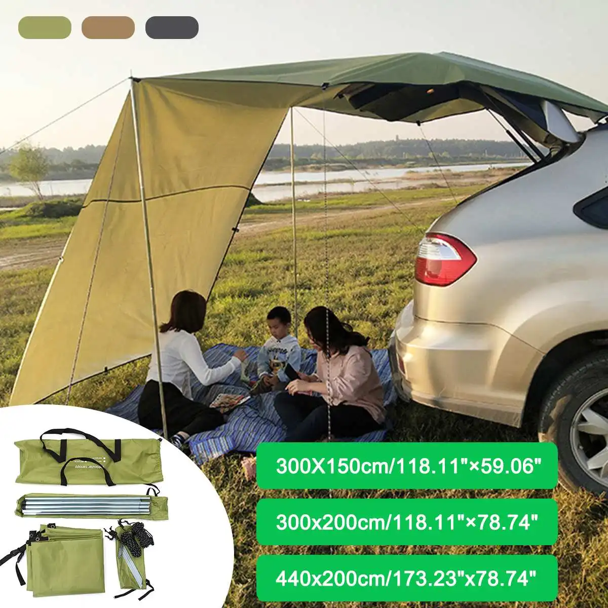 

Shelter Shade Camping Side Car Roof Top Tent Awning Waterproof UV Portable Automobile Rooftop Rain Canopy camper trailer