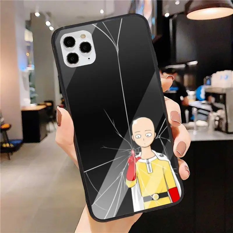 

One Punch Man Saitama Phone Case for iphone 11 12 Pro Max Black Cover Xs X XR 7 8 6 6S Plus 5 5S SE 2020 Fundas Coque Etui