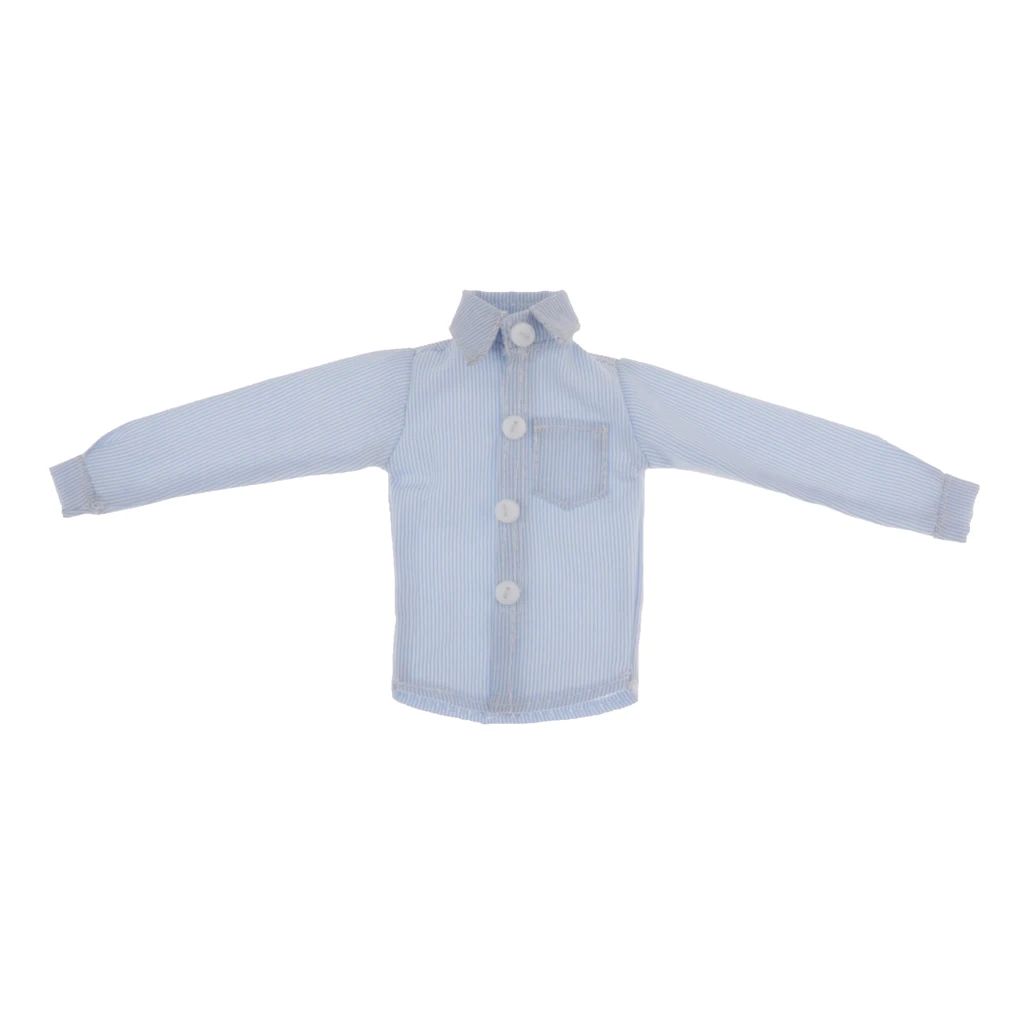 

12 Inch Long Sleeve Top Craft Blue Shirt for 1/6 Doll DIY Clothes Accs