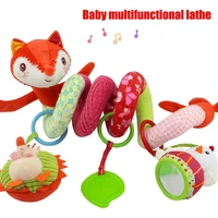 baby bed ring rattle toy car seat activity stroller pendant with teether fox plush spiral hanging rattle 0 1 year old baby toy