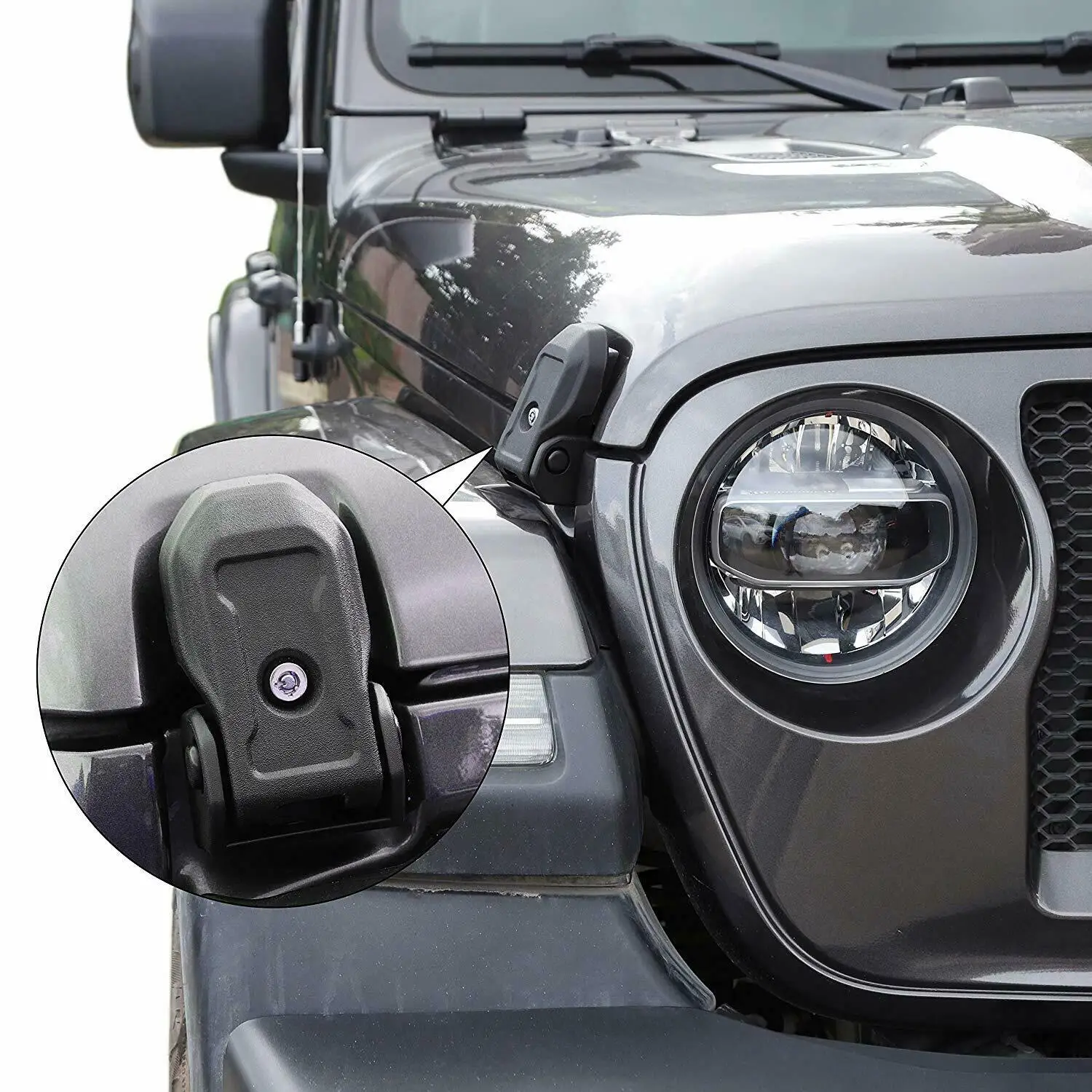 Защелки для капота Замок капота комплект защелки Противоугонный для Jeep Wrangler JL Sports Sahara Freedom Rubicon черный - Цвет: jk jl with key