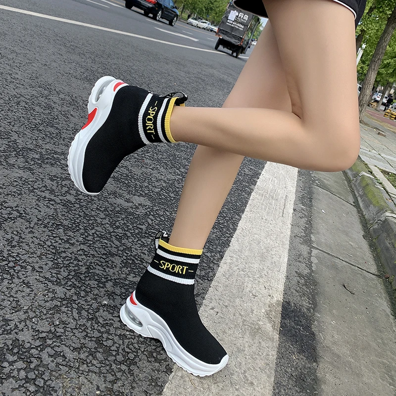 

2020 Brand Sneakers Women Running Shoes Breathable Lightweight Sneaker High Top Comfortable Sports Shoe Height Increasing Shoes