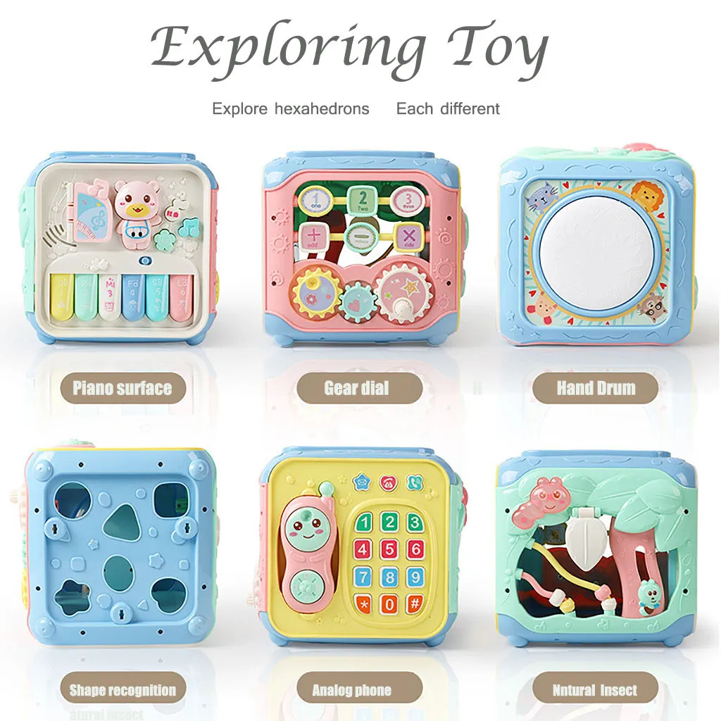 

Multifunctional Musical Toys kid Baby Box Music Electronic Toys 6-12 Months Gear Clock Geometric Blocks Sorting Educational Toys
