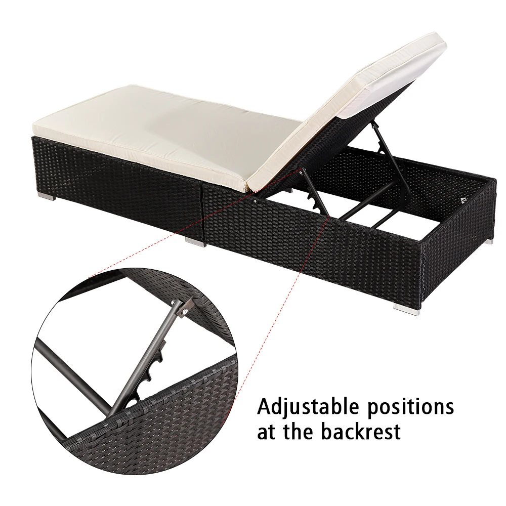 

Outdoor Rattan Furniture Pool Bed Recliner Adjustable Backrest Easy To Move Clean Beach Chair Suitable For Pool Terrace