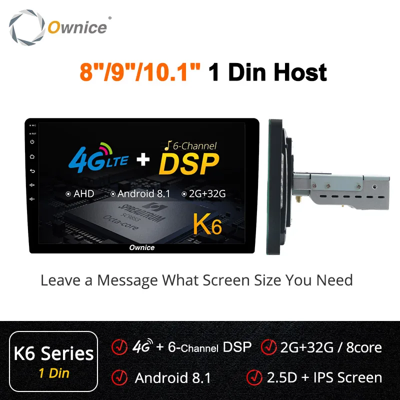 Ownice K6 Android 8,1 Octa 8 core автомобильный радиоприемник 2 Гб Оперативная память 32GB Встроенная память gps навигации автомобиля DVD Поддержка 4 аппарат не привязан к оператору сотовой связи AHD Камера Bluetooth USB видео - Color: 1 Din Host