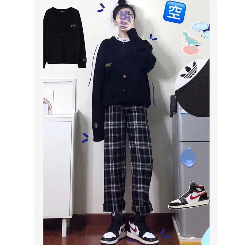 

Wide-leg pants female students 2021 spring and autumn new large size Korean version of the high-waist straight-leg casual loose