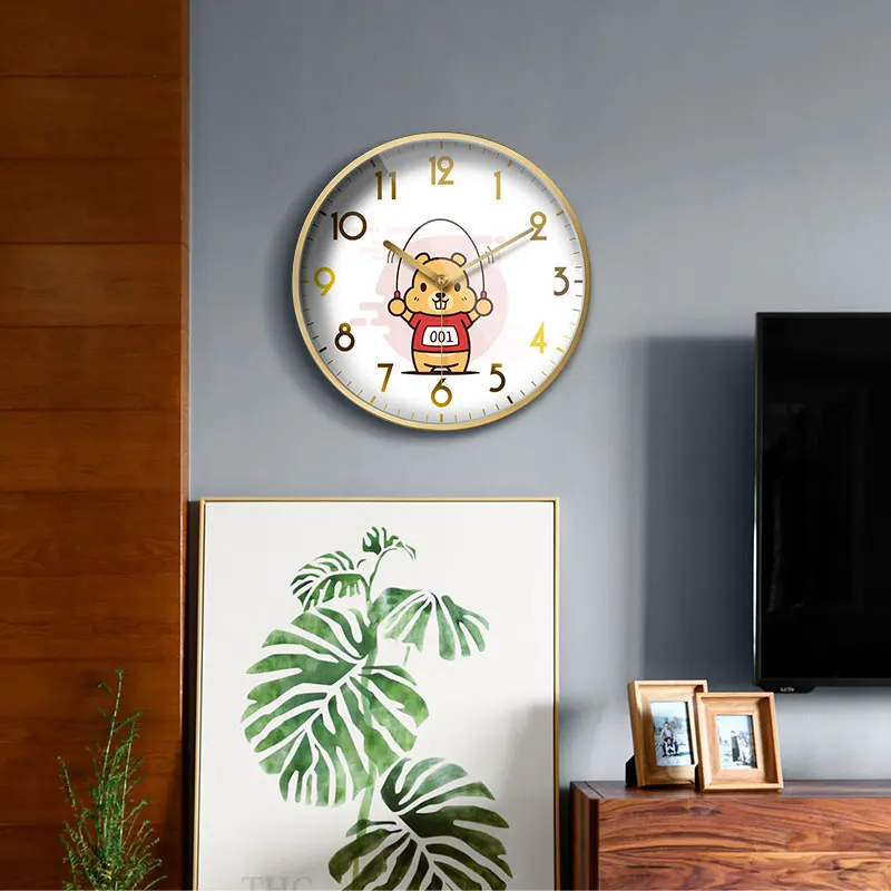Мультяшные бесшумные настенные часы Роскошные Металлические креативные для
