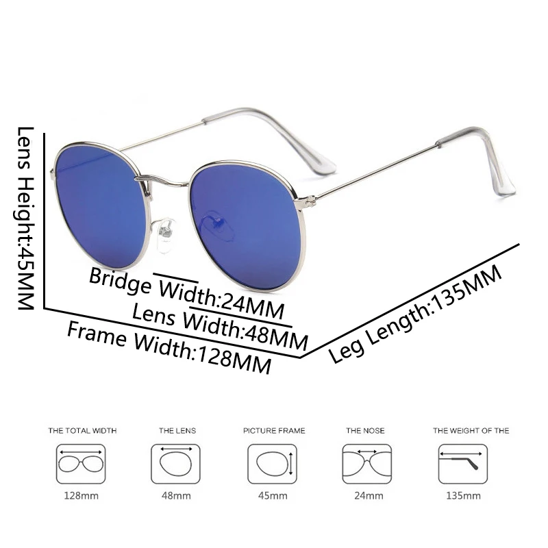 Очки солнцезащитные женские круглые в металлической оправе роскошные брендовые