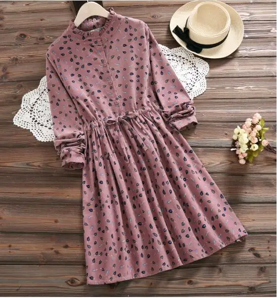 Robe Femme 2019 осенне-осеннее винтажное женское платье Elbise пляжное с длинными рукавами
