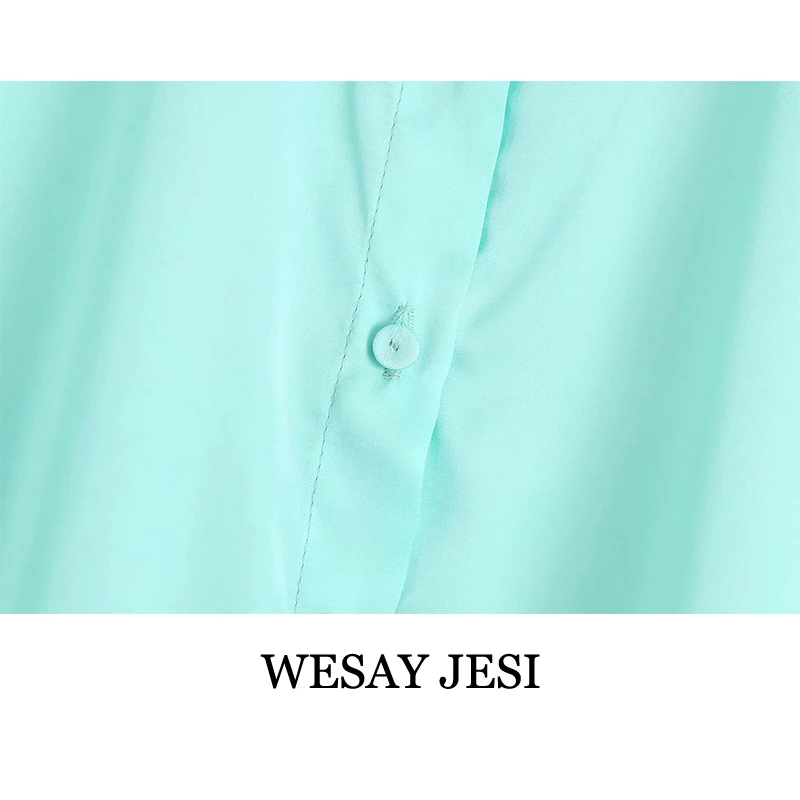 

WESAY JESI Za Women's Clothing 2021 Fashion Blouses And Shirts Chic Long Sleeve Shirt Single-Breasted Solid Color Basic Shirt