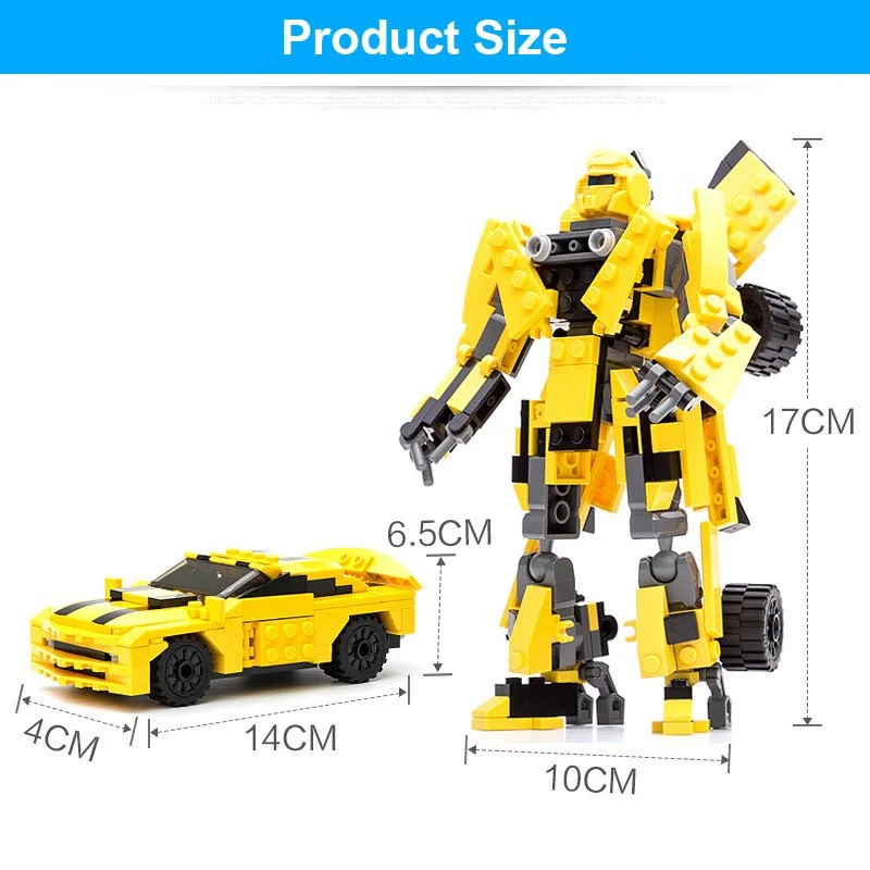 

Gudi Transforms Robot Yellow Car figure Bricks City Building Blocks compatible with Creator Educational Toys For Children