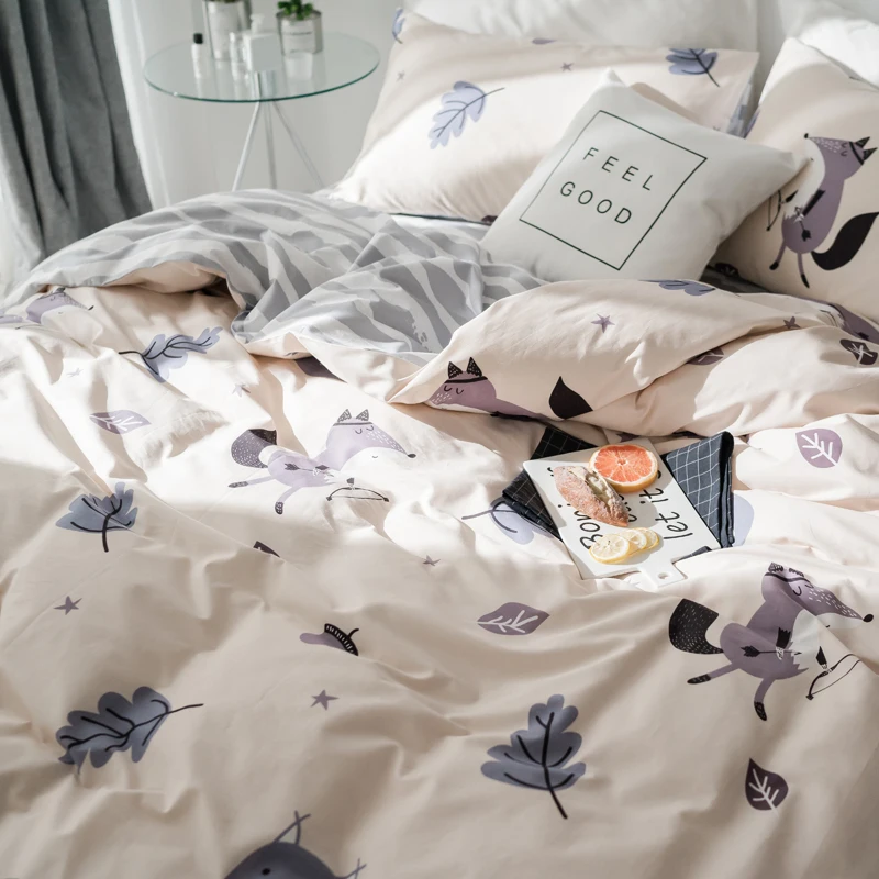 Постельное белье с принтом лисы из мультфильма двуспальный комплект постельного