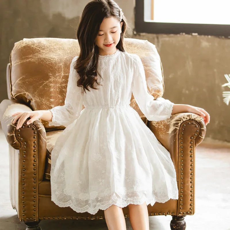 Кружевные платья для девочек в Корейском стиле милое праздничное детское платье
