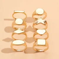 diezi vintage 8pcsset gold color ring for party geometric star heart square rings women men couple friend gift 2021 new jewelry