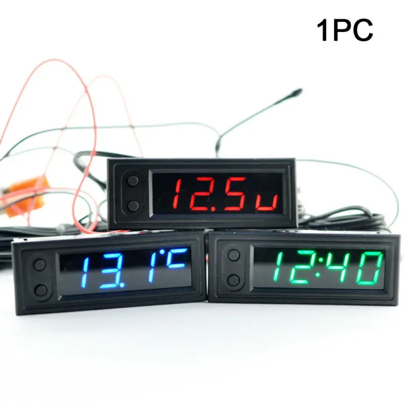 

12V 3in1 Vehicle Car Kit Thermometer+Voltmeter+Clock LED Digital Display Accesorios Para Auto Voltmeter