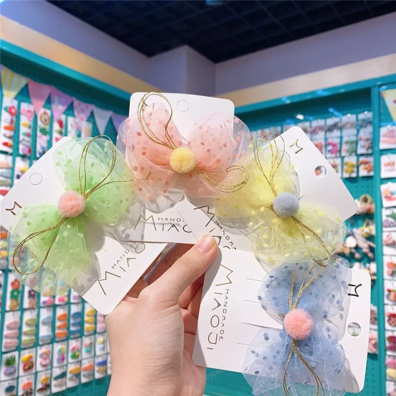 

2020 Korean Version Of The Net Yarn Bow Hair Clip New Candy-Colored Children's Super Fairy Hair Accessories