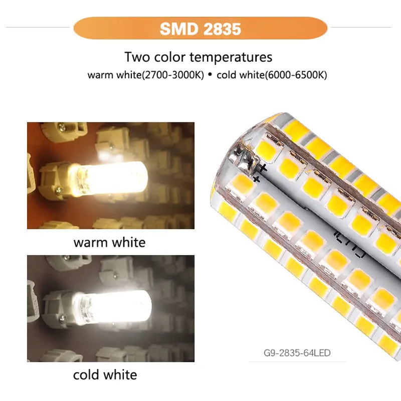 

Hot Sale G9 LED Corn Lamp AC 220V 5W SMD 2835 360 Degree Beam Angle Spotlight Chandelier Lamp