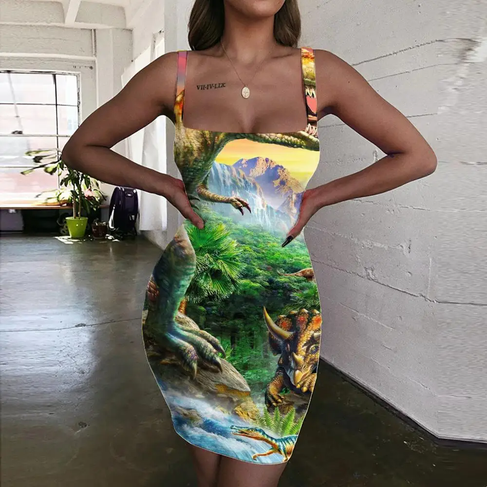 

Giyu Dinosaur Dress Women Animal Ladies Dresses Colorful Sundress Harajuku Vestido Sexy Womens Clothing Party Vintage