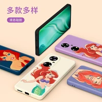 the little mermaid disney for huawei p50 p40 p30 p20 lite pro p smart z pro plus 2021 2019 liquid silicone soft phone case