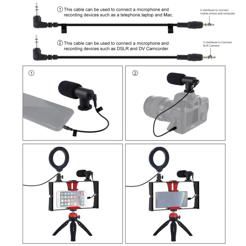 

PULUZ 5 in 1 Vlogging Live Broadcast Smartphone Video Rig + 4.7 inch 12cm RGBW Ring LED Selfie Light