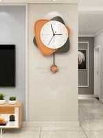 Wooden Alien Wall Clock Creative Geometric Shape Clock Living Room TV Background Wall Decor Nordic Wall Pendant Ornaments Mute