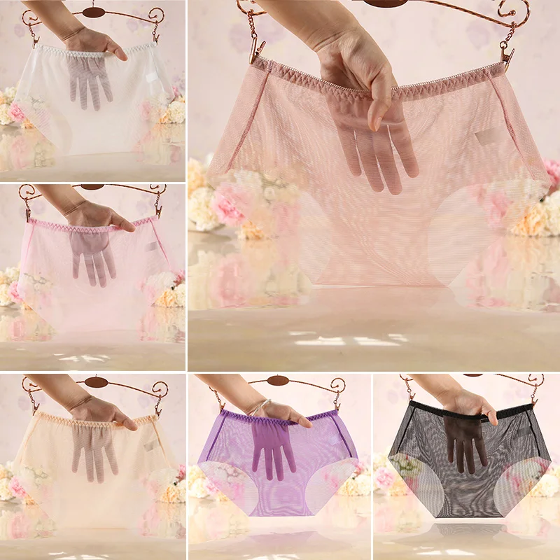 

Women's Sexy Briefs Underpants Mesh Ultra-thin Middle Waist Solid Color Soft Middle Waist Soft Summer Ladies Lingerie Breathable