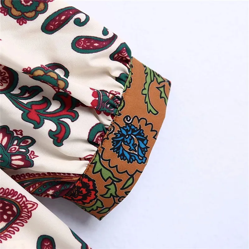 

LVWOMN Za Women Blouse Brown Crop Tops Woman Casual Women's Beach Shirt Summer 2021 Short Sleeve Button Paisley Print Blouses