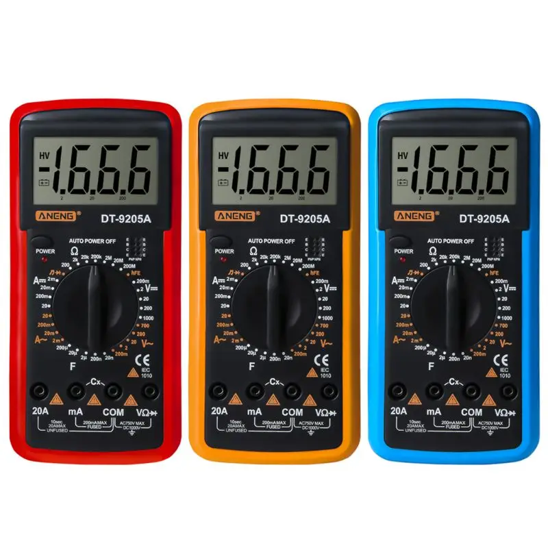 

Цифровой мультиметр DT9205A hFE AC DC с ЖК-дисплеем