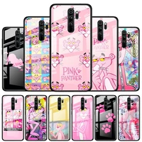 pink panther for xiaomi redmi k40 k30 k20 pro plus 9c 9a 9 8a 7 luxury shell tempered glass phone case cover