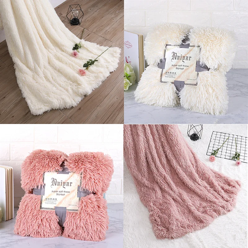 

Plush Blankets Super Soft Fuzzy Fur Faux Elegant Cozy With Fluffy Throw Blanket Bed Sofa Bedspread Long Shaggy Winter Warm Solid