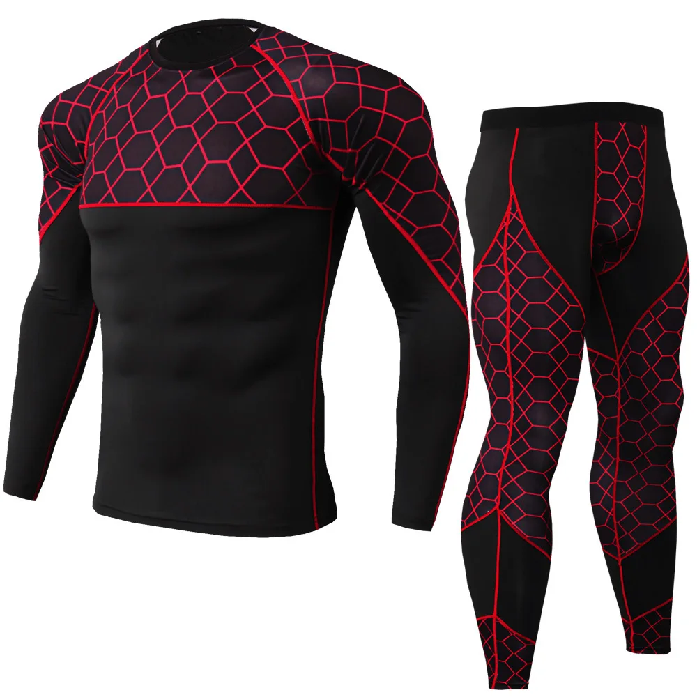 

Men's Running Gym Sports Skin Tight Base Layer Compression Moisture-Wicking Long-Sleeve Under Shirt & Legging Cycling Set