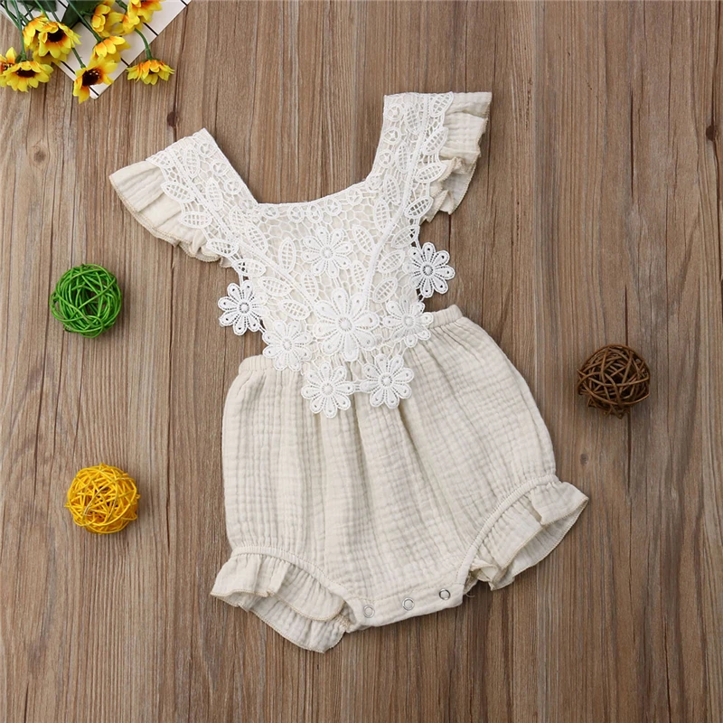 

0-18 Months 2020 New Fashion Newborn Infant Baby Girl Lace Ruffles Out Romper Jumpsuit Sunsuit Outfit Clothes