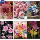 Алмазная вышивка с розовыми цветами, фото на заказ, полноразмерная круглая Алмазная картина сделай сам, мозаика ручной работы, 3d вышивка крестиком, изображения роз