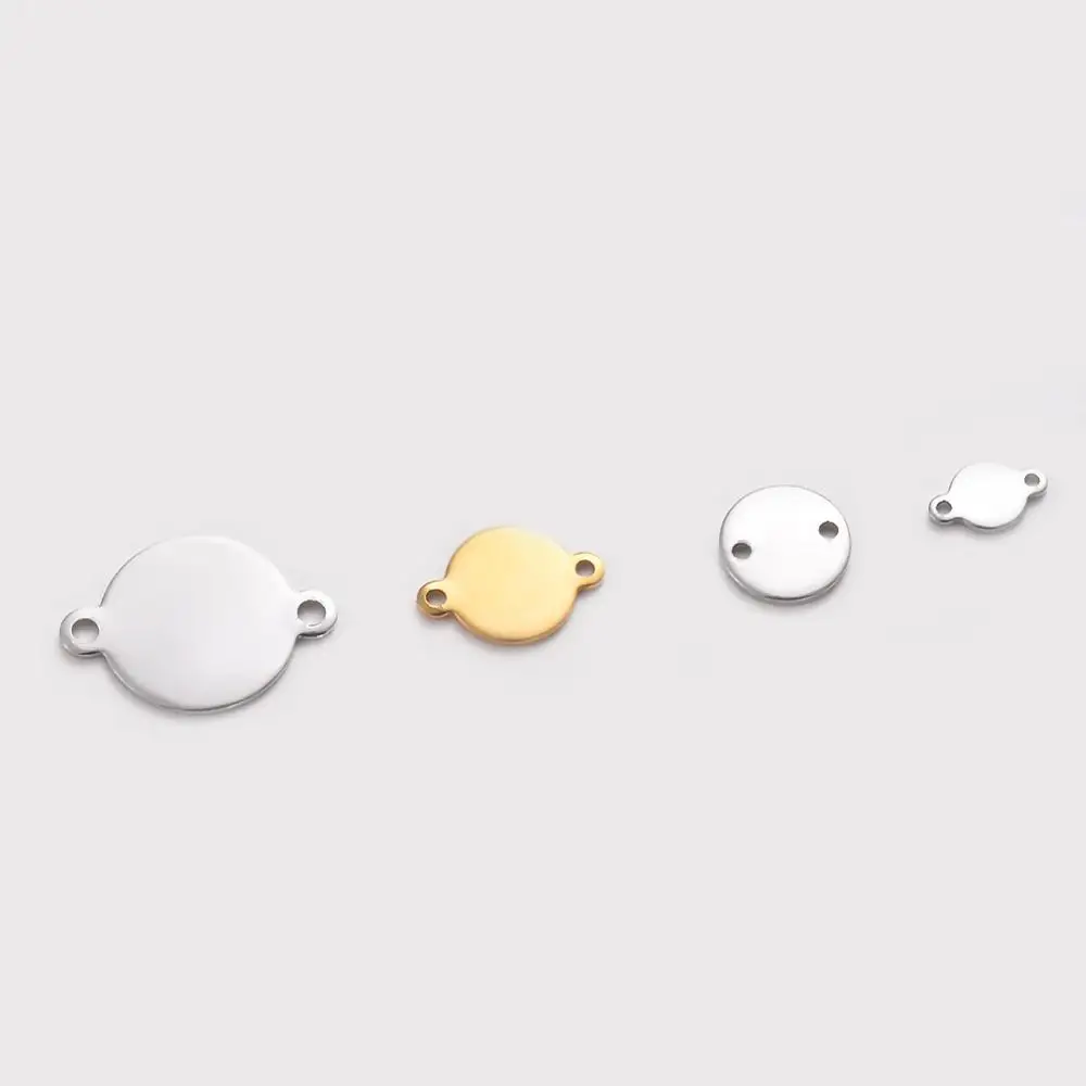 20 шт гипоаллергенный браслет из нержавеющей стали с 2 отверстиями Круглый круглый соединитель Diy аксессуары