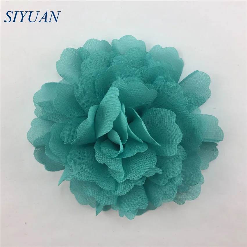 turquoise 10 шт./лот 10 см волнистые одежда из шифона с цветами; с заколка для волос для девочек большой повязка с цветами аксессуары 30 Цвета TH245 - Цвет: turquoise