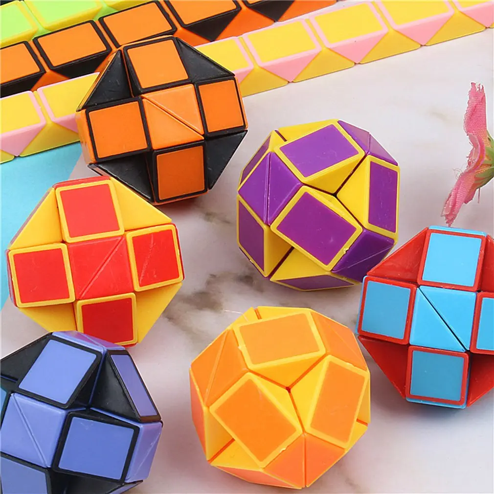 

12PCS SET 3D Colorful Magic Ruler 24 Segments Snake Twist Cube Puzzle Game Kids Learning Educational Toys Random Color