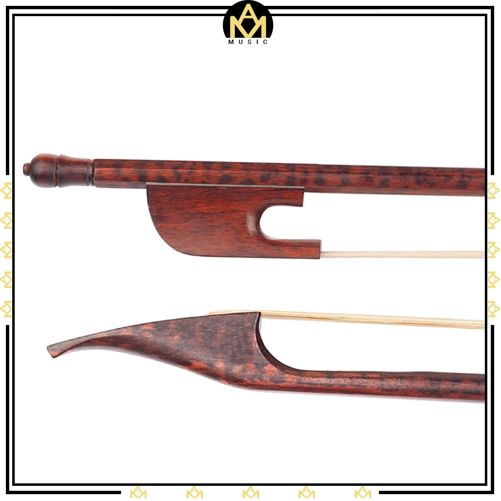 4/4 Snakewood Bow Violin Bow Baroque Style Exquisite Round Stick White Mongolia Horsehair Bow Handmade Bow