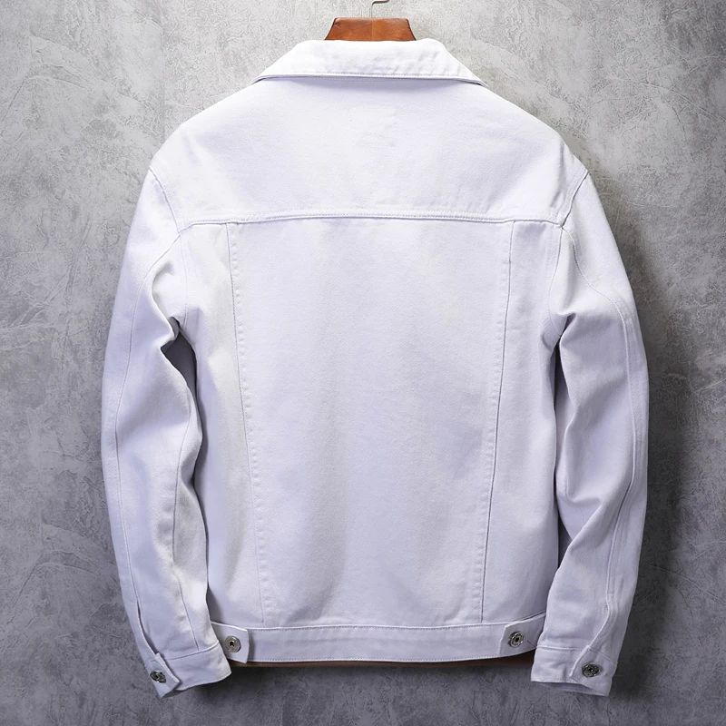 Top Quality Denim Jacket Men Solid White Black Pink Casual Outwear Coats Turn-Down Collar Single-breasted Cowboys Plus size 3XL | Мужская