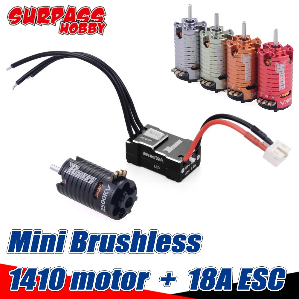

Rocket MINI 1410 Brushless Motor Micro 2500KV 3500KV 5500KV 7500KV 9500KV 18A ESC 1-2S for 1/24 1/28 1/32 RC Car Mini cars