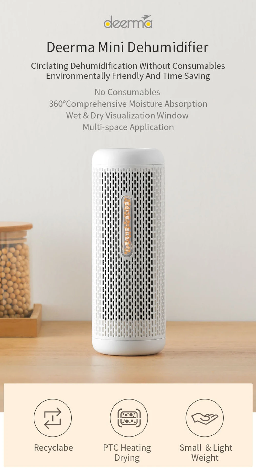 XIAOMI MIJIA Deerma мини Осушитель DEM-CS10M для домашнего гардероба осушитель воздуха сушильная машина теплоосушитель впитывающая влагу