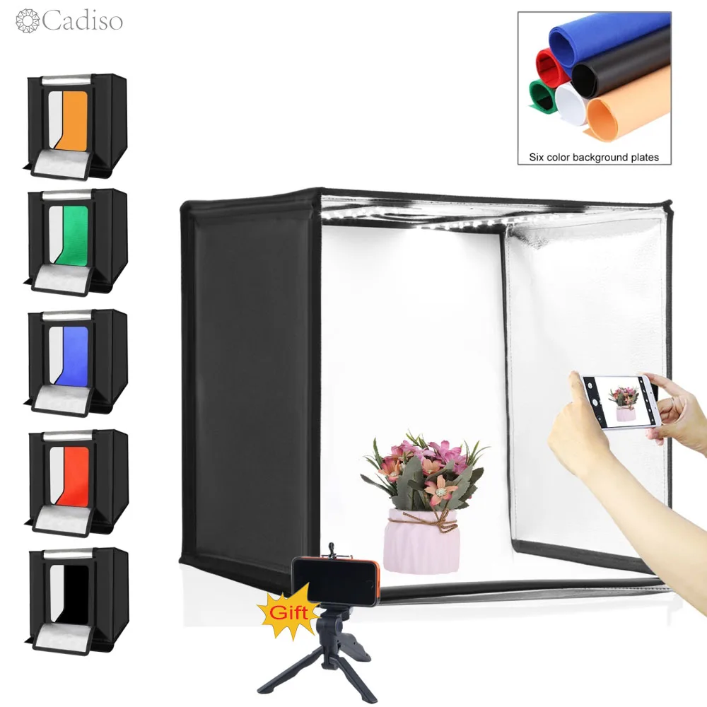 

Cadiso Folding Studio Photo Softbox Diffuser Light LED Shooting Box Lightbox for Photography 40cm Tent with 6 Background Tripod